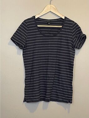 Women's  Navy Blue Striped Scoop Neck Tee